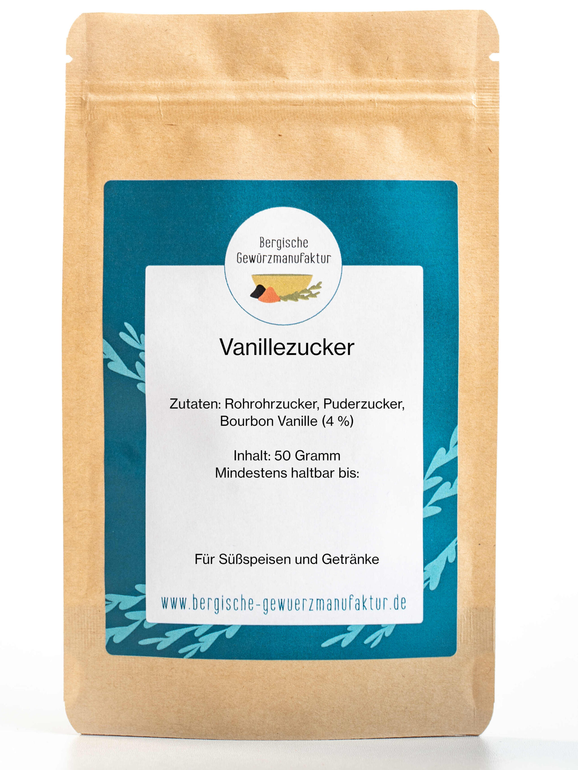 Vanillezucker. Würzmischung aus Rohrohrzucker, Puderzucker und Bourbon Vanille